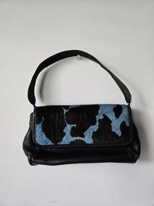 Vintage STATUS QUO new York Small Handbag Blue Cow Print - Picture 1 of 7