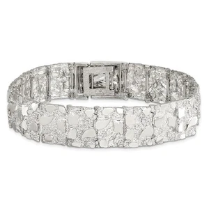 Sterling Silver 15mm Nugget Bracelet 8.5" Mother's Day Gift for Mom  33.27gram - Picture 1 of 6