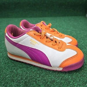 PUMA Roma Zapatillas Básicas Talla 10 Rosa Blanco Naranja Con Cordones Moda Juvenil Niño  - Imagen 1 de 9