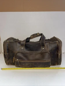 Polare 23'' Expandable to 28'' Full Grain Cowhide Leather Gym Duffle Weekender - Picture 1 of 24