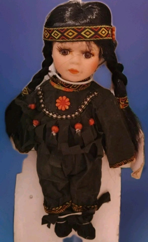 Cathay Collection Vintage 8" Porcelain Indian Native American Doll