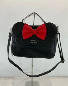 NWT Loungefly x Disney Minnie Mouse Black Faux Saffiano Crossbody Bag - Picture 1 of 6