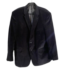 Stafford Corduroy Blazer Jacket Sport Coat Mens 48R Cotton Black Classic Fit - Picture 1 of 7