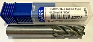 Garr 50356 V4-R 12mm 4 Nut Center Cutting 1,5 Eckrad AICrN beschichtet Schaftfräser - Bild 1 von 3