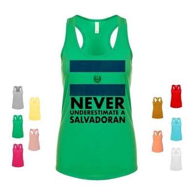 Camiseta sin mangas Never Underestimate A Salvadoran Flag Orgullo Patrimonio Cultura Mujer Foto 1 de 3