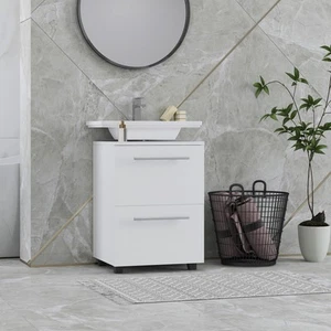 HOMCOM Waschbeckenunterschrank Unterschrank mit Schrankfach, Schublade Weiß - Bild 1 von 10