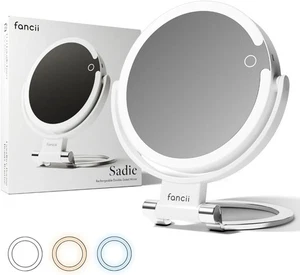 Fancii Travel Magnifying Mirror 10x /1x with Lights, 10"L x 11"W, White - Picture 1 of 8