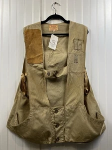 True Vintage 1950s Hamilton Gun Club Shooting Vest Men’s XL Beige Chain Stitch - Picture 1 of 9