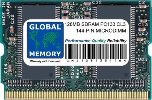 128MB PC133 133MHz 144-PIN SDRAM MICRODIMM MEMORY FOR LAPTOPS/NOTEBOOKS - Image 1 of 1