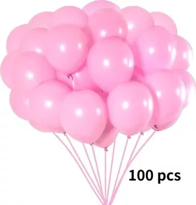 100 Pcs 10" Macaron Pink Round Balloons Latex For Birthday Wedding Decoration - Picture 1 of 5
