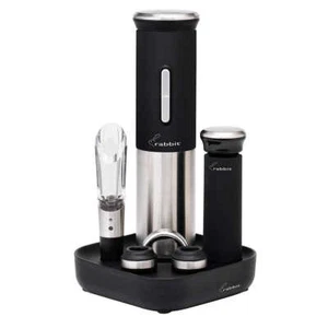 rabbit, Electric Corkscrew Wine Opener Gift Set | Drip Collar, Stopper + Pump - Picture 1 of 8