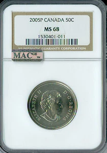 2005 P TEST CANADA 50 CENTS NGC MS68 PQ 2ND FINEST RARE MAC SPOTLESS . - Picture 1 of 4