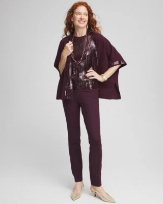 Свитер пуловер Chico's с блестками, глубокий изюм, 2 (12/14-Large) - Изображение 1 из 4