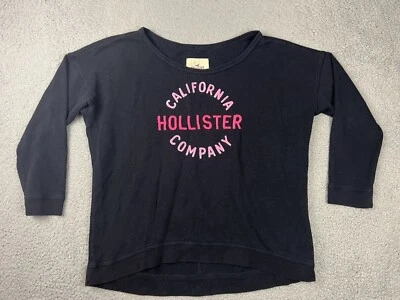 Sudadera Hollister De Colección Para Mujer Grande Cuello Redondo Bordada California Negra Foto 1 de 4