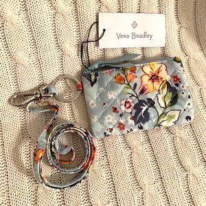 Vera Bradley Iconic Zip ID Lanyard Set Floating Garden NWT MSRP $30 - Picture 1 of 5