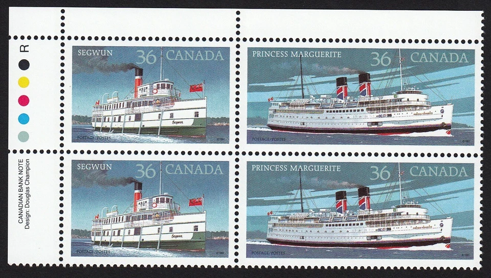 Barco de vapor segwun 1887 Princess Marguerite 1948 = Canadá 1987 #1140a MNH UL Bloque Foto 1 de 1