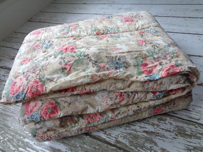 Vintage RALPH LAUREN Brittany Floral Twin Size Comforter Beige Cottage Shabby - Image 1 of 4