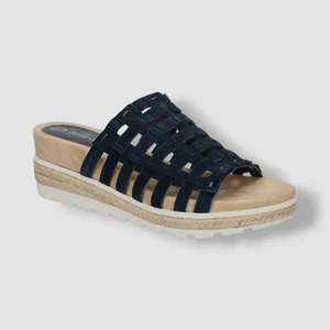 Bella Vita Women's Black Leather Slip-On Oaklynn Wedge Sandals Shoes Size 11N - Picture 1 of 6