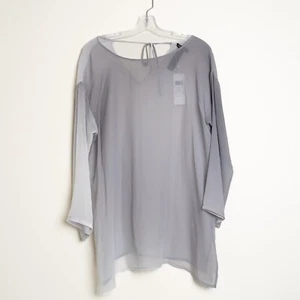 Eileen Fisher 100% Silk Top XS Pearl Water Sheer Oversized Gray Lagenlook Luxury - Bild 1 von 15