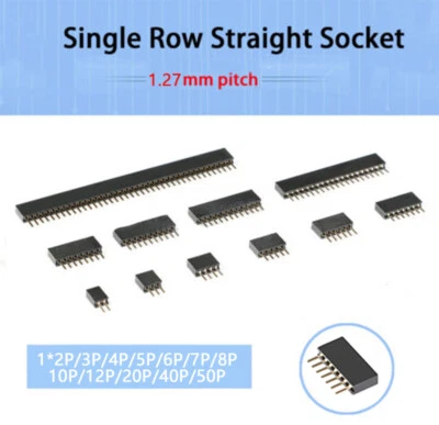 1.27mm Female Pins Sockets SIL 40 Pin Header Single Row PCB Connector Headers - Image 1 of 4