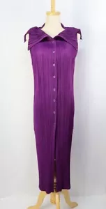 PLEATS PLEASE Purple Long Vest Sleeveless Jacket ISSEY MIYAKE 290 1658 - Picture 1 of 6