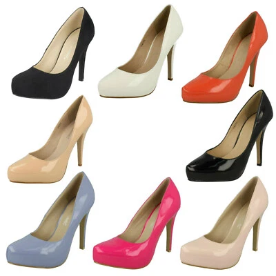 LADIES ANNE MICHELLE F9775 SLIP ON SMART DRESS FORMAL COURT SHOES HIGH HEEL SIZE