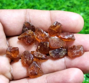 Pretty Orange Hessonite Garnet Rough 10-15 mm 13 Pcs Loose Gemstone For Jewelry - Picture 1 of 5