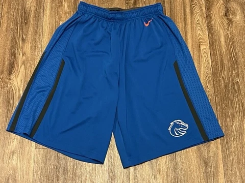 Boise State Broncos Nike Blue Dri Fit Basketball Shorts Size L Large Pockets Cover