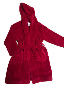 Pottery Barn Kids Cozy Hooded Plush Bath Robe Red Size 4-6 Medium