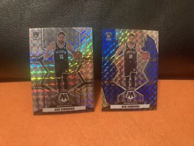 (2) 2021-22 PANINI MOSAIC BEN SIMMONS #9 BLUE PRIZM MOSAIC SP#/99 BROOKLYN NETS - Image 1 of 4