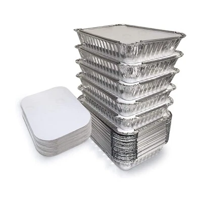 6A Foil Food Containers with Lids Takeaway Home Catering Disposable Trays - Image 1 of 4