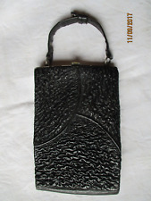 Sac ancien 1930 cuir noir 22 cm x 12 cm