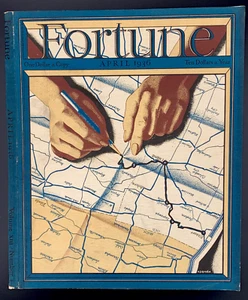 April 1936 Fortune Cover of Map Plotting Indiana - Stone Litographed VG - Picture 1 of 1