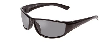 Coyote P-44 Unisex Wrap Designer Polarized Sunglasses in Gloss Black & Grey 66mm - Image 1 of 4