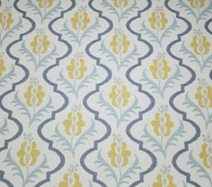 Saskia in Aquatint BTY Robert Allen 100% Cotton Slub Duck 54" Wide Yellow Floral - Picture 1 of 2
