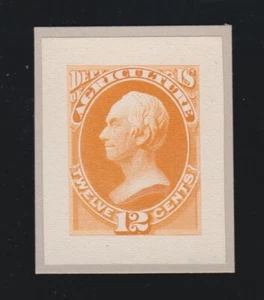 US O6P2 12c Agriculture Department Official Roosevelt Small Die Proof SCV $100 - Picture 1 of 2