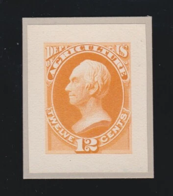 US O6P2 12c Agriculture Department Official Roosevelt Small Die Proof SCV $100 - Image 1 of 2