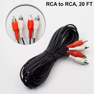20FT RCA Audio Cable 2 RCA Male to 2 RCA Male M/M Stereo Audio Patch Cord Cable - Picture 1 of 1
