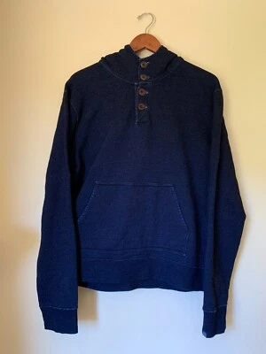 JACK SPADE Warren Street Navy Dark Indigo Blue Hoodie 1/4 Button Front - Mens L - Image 1 of 4