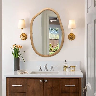 Irregular Wall Mirror 32"x22" Asymmetrical Mirror Bathroom Wavy Accent Mirrors - Image 1 of 4