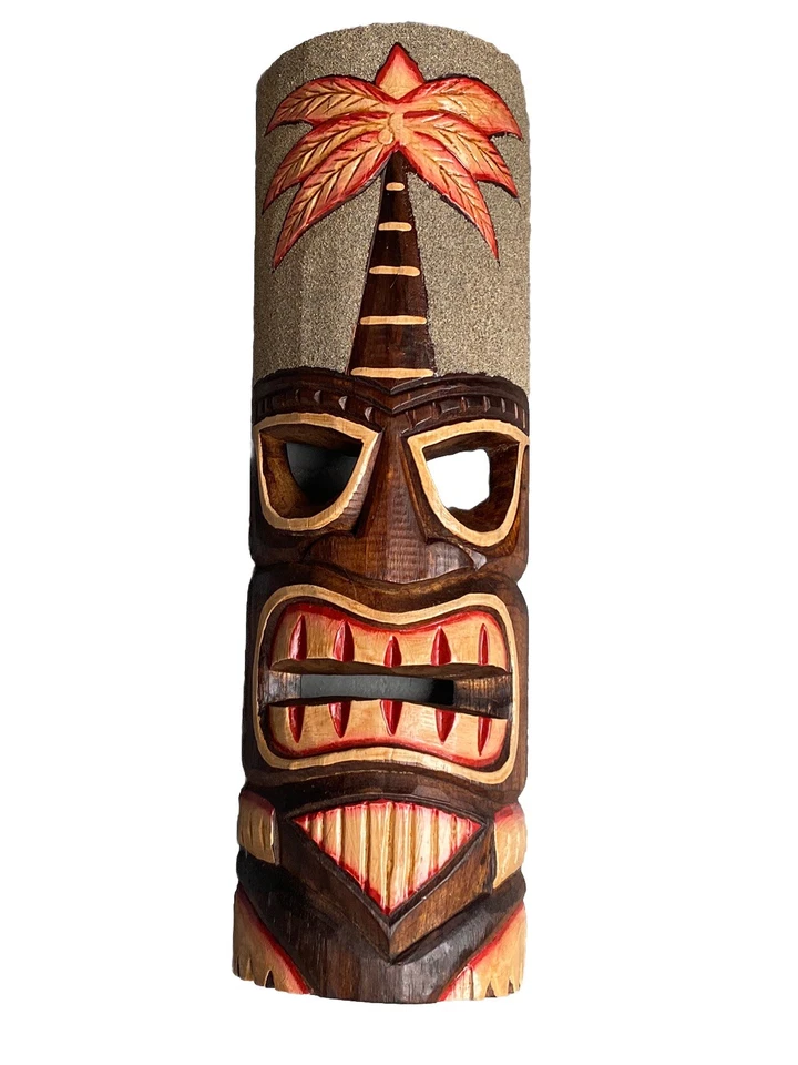 20” TIKI MASK WALL HANGER WOOD TIKI BAR HANGING WOOD ART - Image 1 of 1