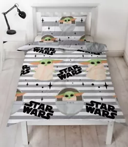 Star Wars Baby Yoda Single Duvet Cover Reversible Bedding Set The Mandalorian - Picture 1 of 1