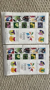 Zwei "Olympische Winterspiele Nagano 1998", Ski, Schlittschuhlaufen, Eisstockschießen, Japan Briefmarke - Bild 1 von 3