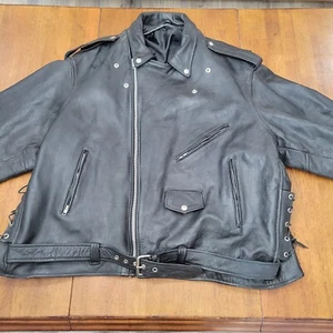 Chaqueta de moto de cuero talla 46 XXL resistente protección de motociclista usada 3 veces - Imagen 1 de 24