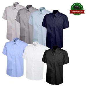 Mens Short Sleeve Oxford Formal Shirt Size S to 3XL - BUSNIESS & CASUAL SHIRT - Picture 1 of 9