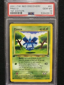 Pokémon Neo Discovery 2001 primera edición Pineco 61/75 PSA 10 gemas como nuevo - Imagen 1 de 1