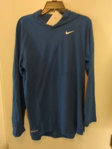 NIKE Dri Fit Blue Training Lightweight Pullover Hoodie Shirt NWT Mens Sz Small S - Picture 1 of 7