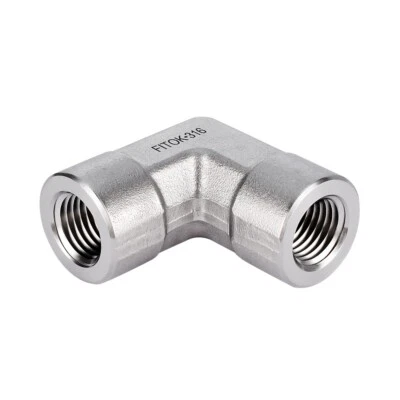 FITOK 316 SS Pipe Fitting 90 Elbow 1/2 x 1/4 Female NPT, SS-PE-NS8-NS4 - Image 1 of 3