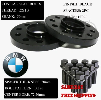 2 PIEZAS APTO PARA BMW 20mm HUB CENTRIC ESPACIADOR DE RUEDA CON PERNOS E36 E46 323 325 328 335i 545i Foto 1 de 4