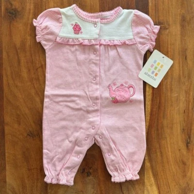 ABSORBA Conjunto de Una Pieza - Bebé Niña 0-3 Mos - Cuadros - Tetera Cupcake Foto 1 de 4